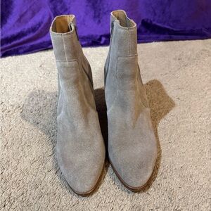 Soludos Light Gray Suede Ankle Booties